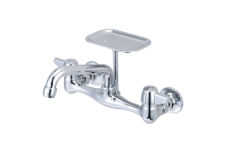 Central Brass 0048-UA, Two-Handle Kitchen Faucet with Wall Mount, 6" Female Connection, Chrome, 1.5 gpm