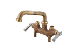 Central Brass 0466, Two-Handle Laundry Faucet, 6" Cast Swivel Spout, Rough Brass, 1.75 gpm