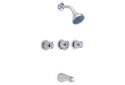 Gerber 48-031, Three-Handle Threaded Escutcheon Tub and Shower Fitting with Sweat Connections, 8" Center, Chrome, 2 gpm, Classics Collection