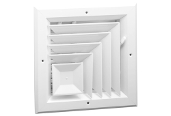 8" x 8" Ceiling Diffuser with Damper, 2-Way, White