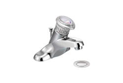 Moen 64621, Single-Handle Centerset Bathroom Faucet with 50/50 Pop-Up Waste Assembly, 4" Center, Chrome, 1.5 gpm, Chateau Collection