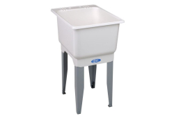 E.L. Mustee 12K, 24" x 18" Single Bowl Laundry/Utility Tub with Legs, White