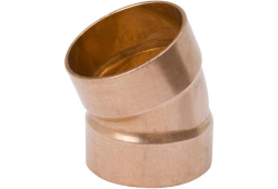 1-1/2" Copper 22-1/2 Degree Elbow, Type DWV, Copper x Copper