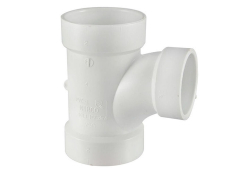 2" x 1-1/2" x 2" PVC Double Sanitary Tee, Type DWV, Plastic x Plastic