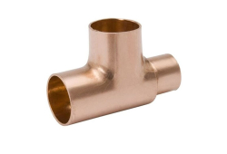 1-1/4" x 1/2" x 1-1/4" Copper Tee, Copper x Copper x Copper