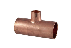 1-1/4" x 1-1/4" x 1/2" Copper Reducing Tee, Copper x Copper x Copper