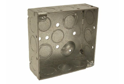 4" x 2-1/8" Utility Box, 25 Knockouts, Steel, Sqaure